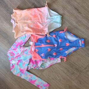 Set of 3 Cat & Jack one piece swimsuit/rash guards size 2T